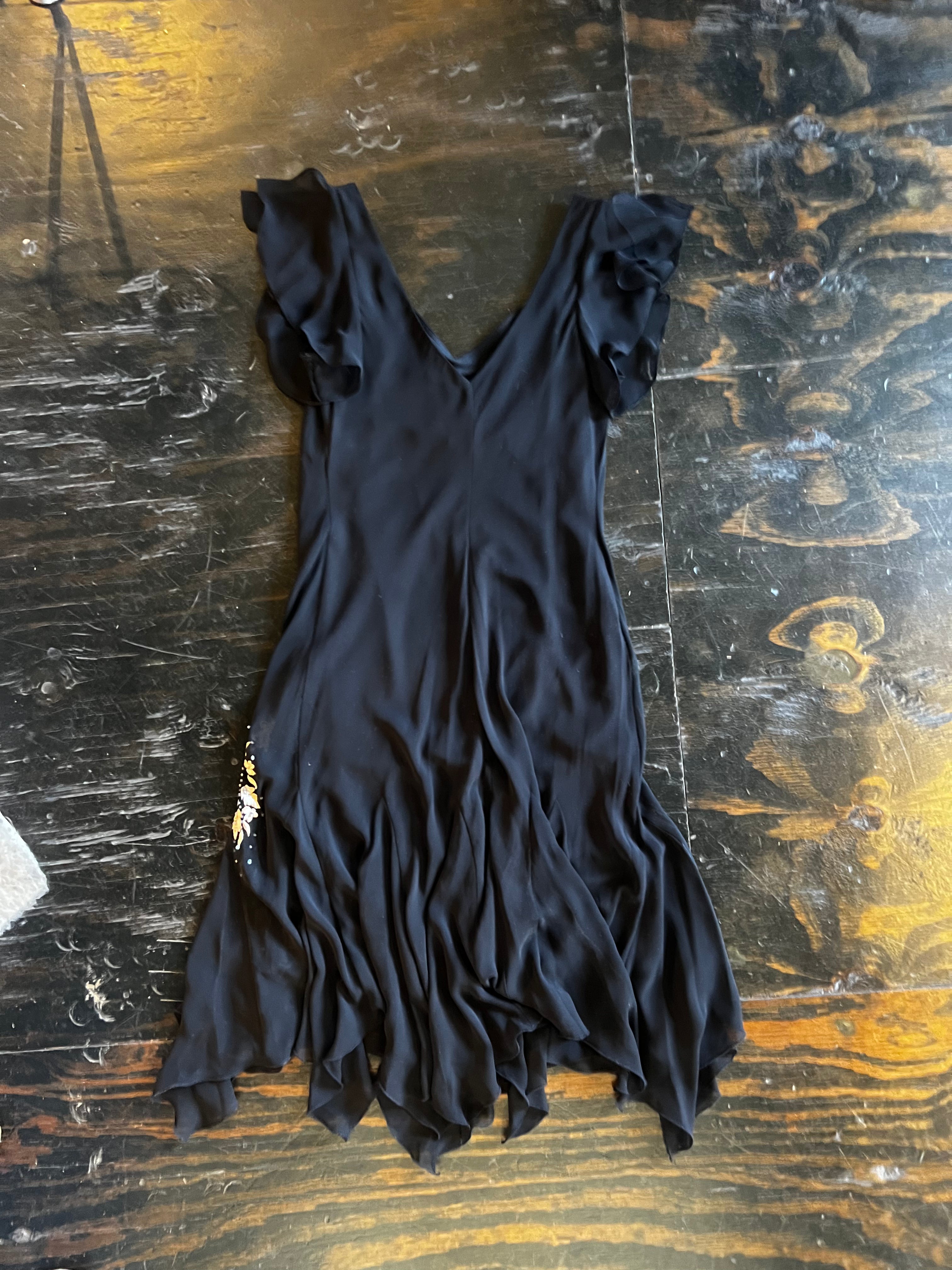 Black Embellished Flowing Dress (S)