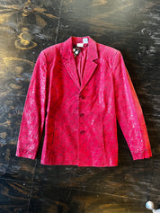 Red Silver Floral Suede Jacket (M)