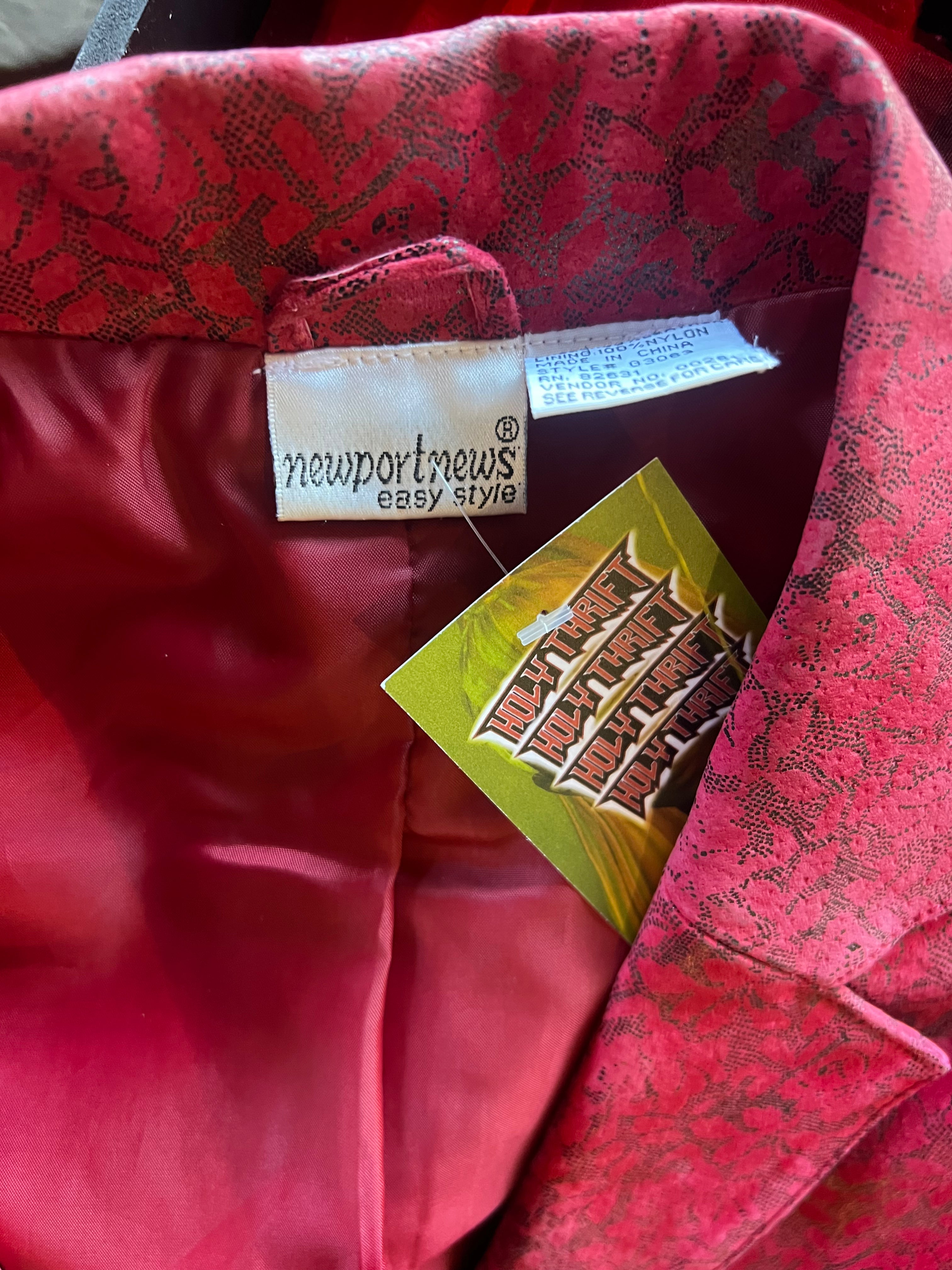 Red Silver Floral Suede Jacket (M)