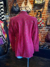 Red Silver Floral Suede Jacket (M)