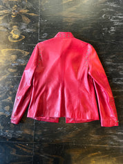 Red Leather Studded Jacket (L)