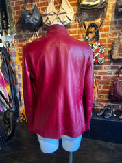 Red Leather Studded Jacket (L)