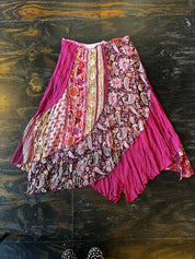 Pink Floral Patchwork Maxi Skirt (L)