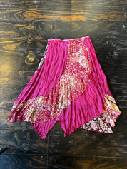 Pink Floral Patchwork Maxi Skirt (L)