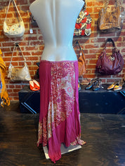 Pink Floral Patchwork Maxi Skirt (L)