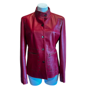 Red Leather Studded Jacket (L)