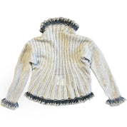 Cream Navy Scalloped Knit Shrug (S)