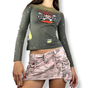Pink Camo Cargo Mini Skirt (M)