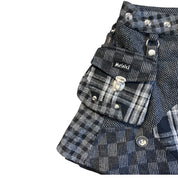 Patchwork Plaid Pouch Mini Skirt (S/M)