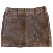 Brown Suede Leather Mini Skirt (L)