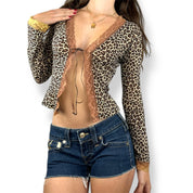 Leopard Mesh Tie Up Top (XS-M)