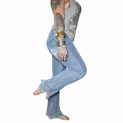 Y2K APOLLO jeans embroidered scalloped bottoms (7/8)