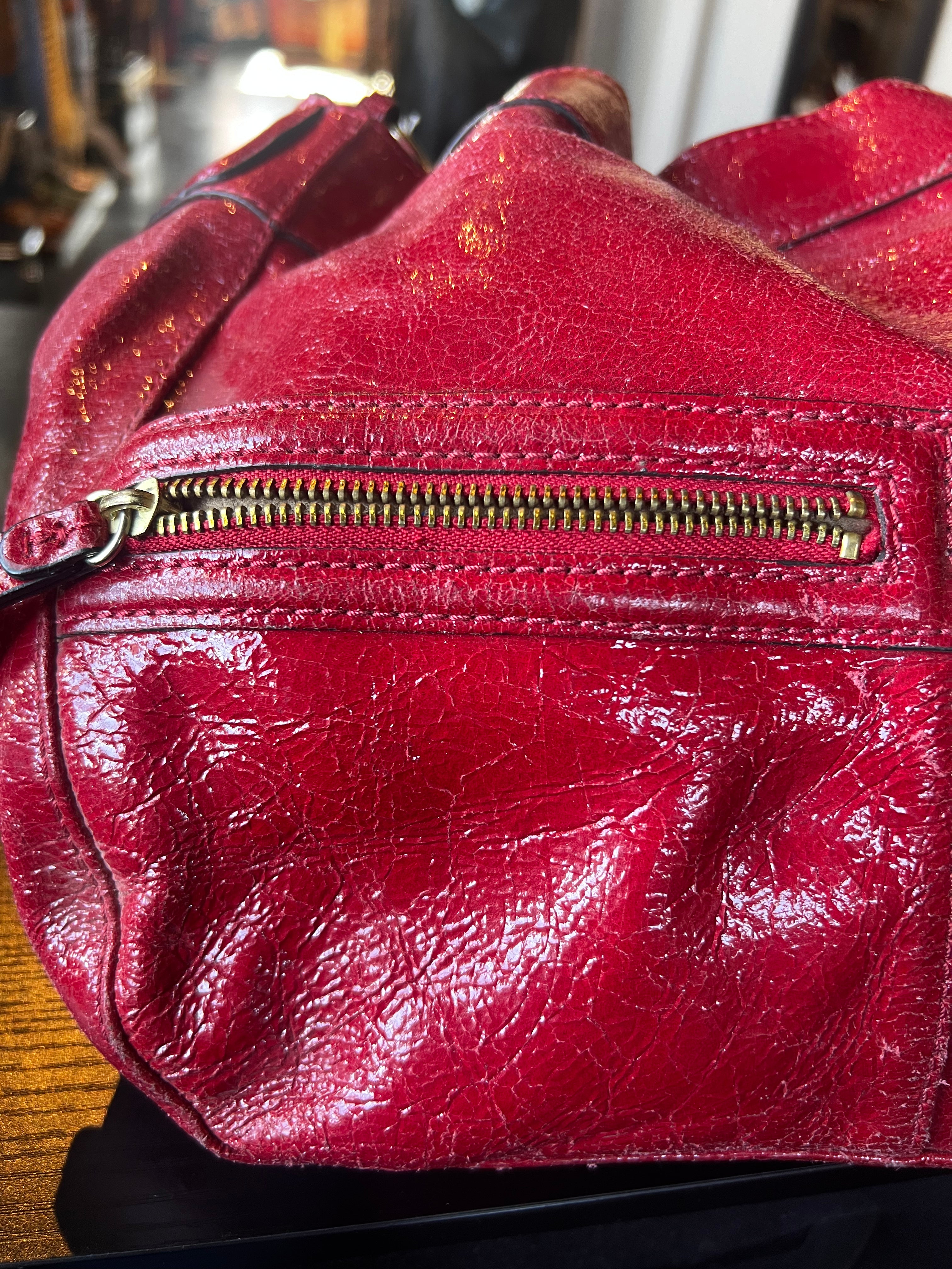 Cherry Red Sparkly Leather Purse
