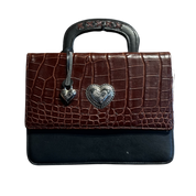 Silver Heart Mini Leather Briefcase