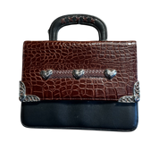 Silver Heart Mini Leather Briefcase