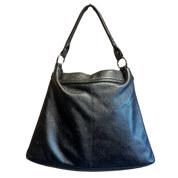 Black Pebbled Leather Slouchy Bag
