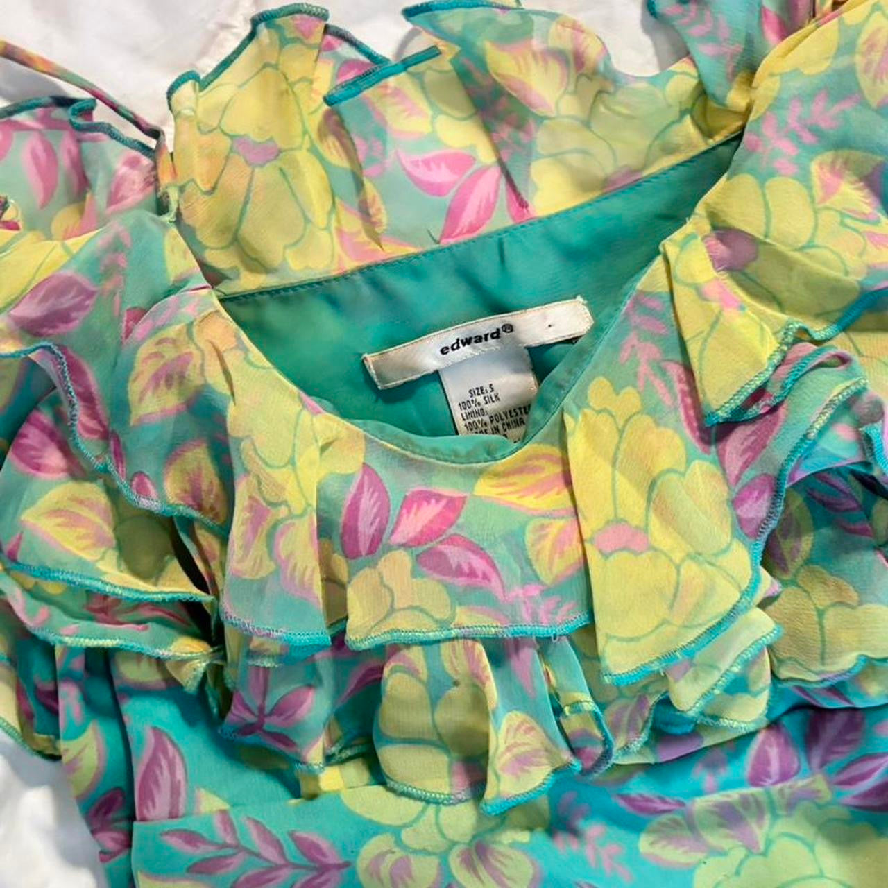 Vintage Fairy Floral 100% Silk Top (S)