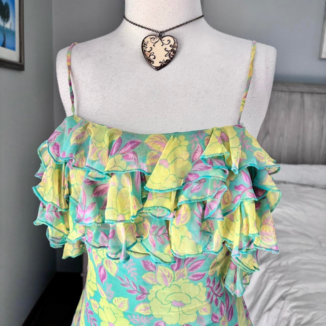 Vintage Fairy Floral 100% Silk Top (S)