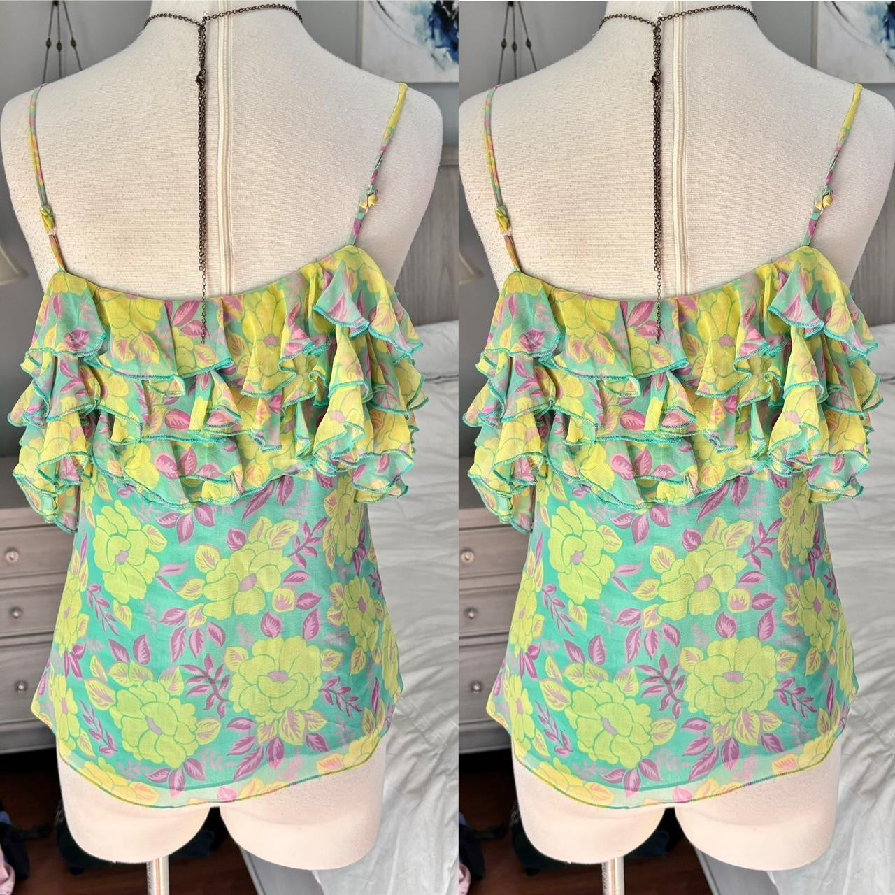 Vintage Fairy Floral 100% Silk Top (S)