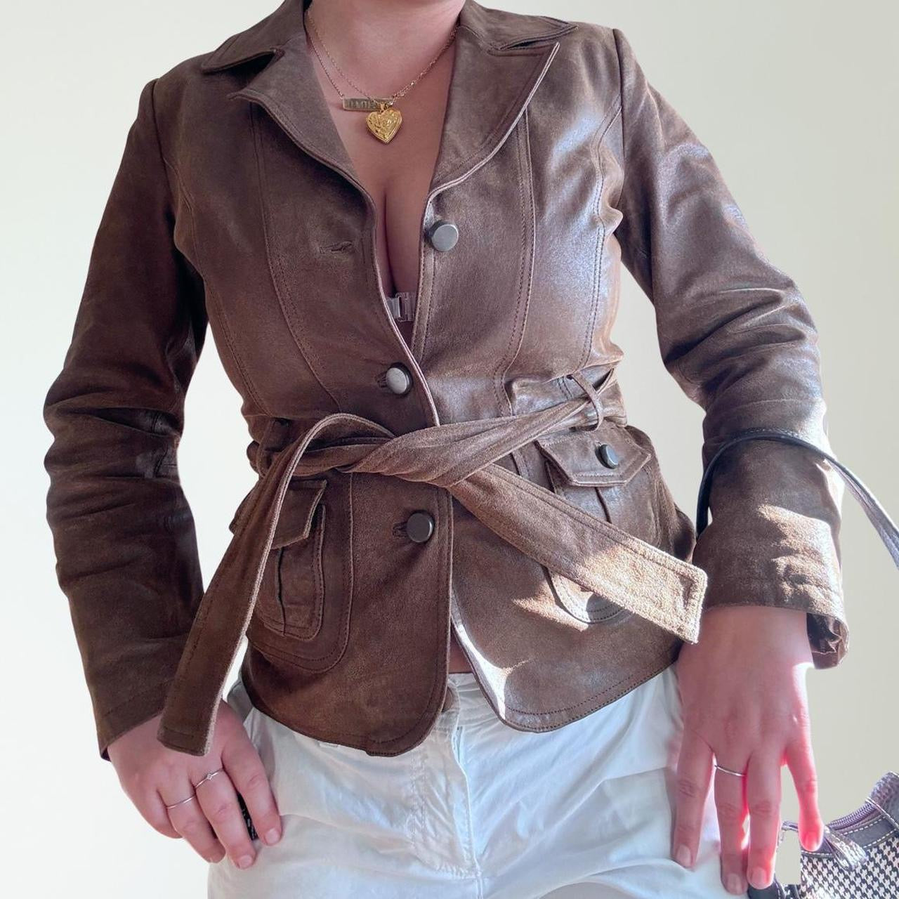Leather Brown Tie Up Waist Coat (XS)