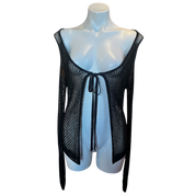 Black Knit Tie Cardigan (M)