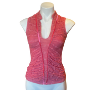 Sheer Pink V-Neck Sleeveless Top (M)