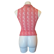 Sheer Pink V-Neck Sleeveless Top (M)