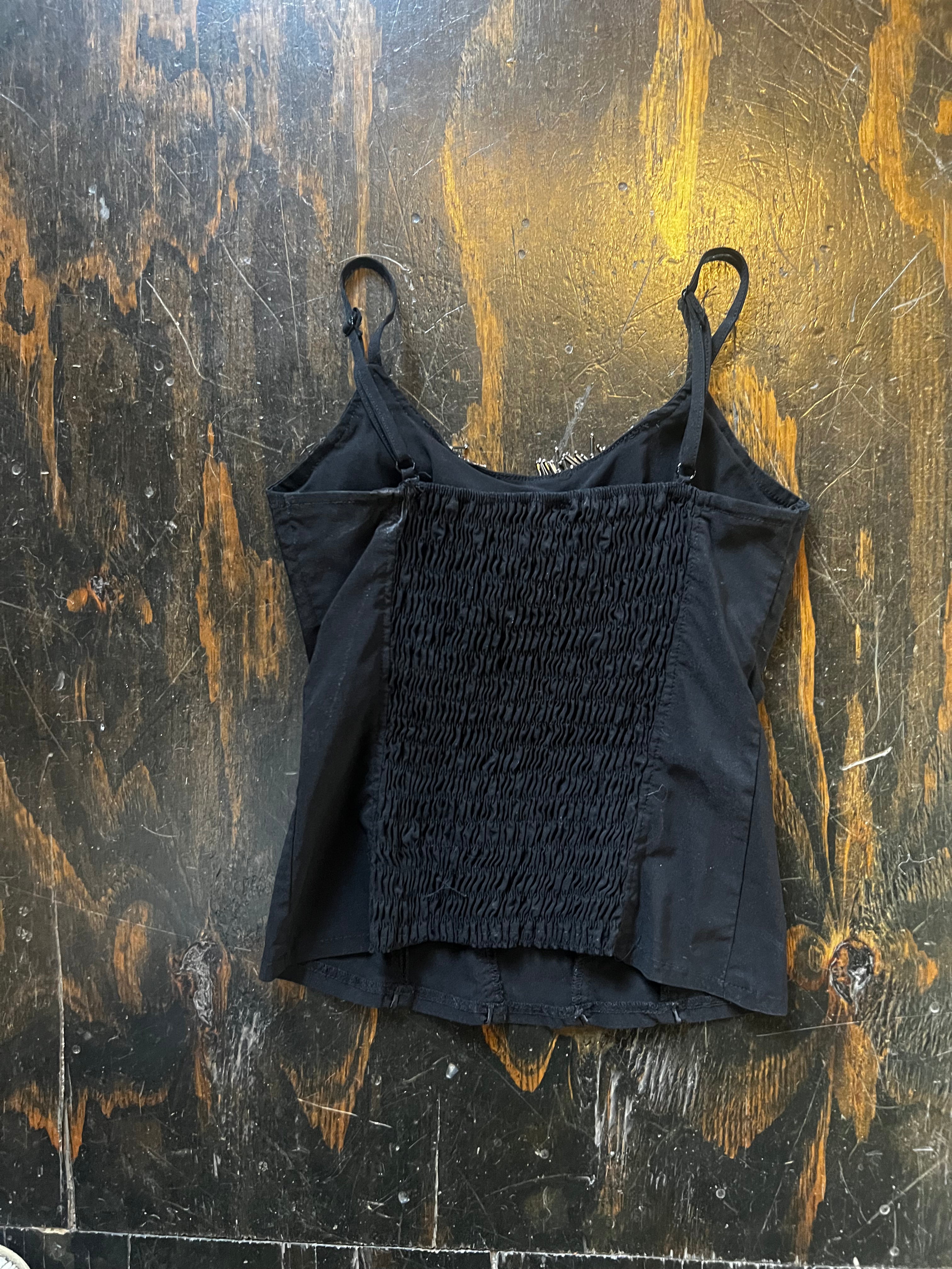 Silver Dangly Beaded Corset Tank (M)