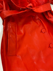 Cherry 🍒 red fur lined leather trench coat
