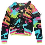 Multi-Colored Graffiti Zipper Hoodie (S/M)