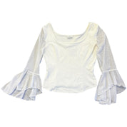 White Sheer Bell Sleeve Top (S)