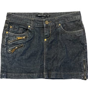 Denim Zipper Mini Skirt (S)