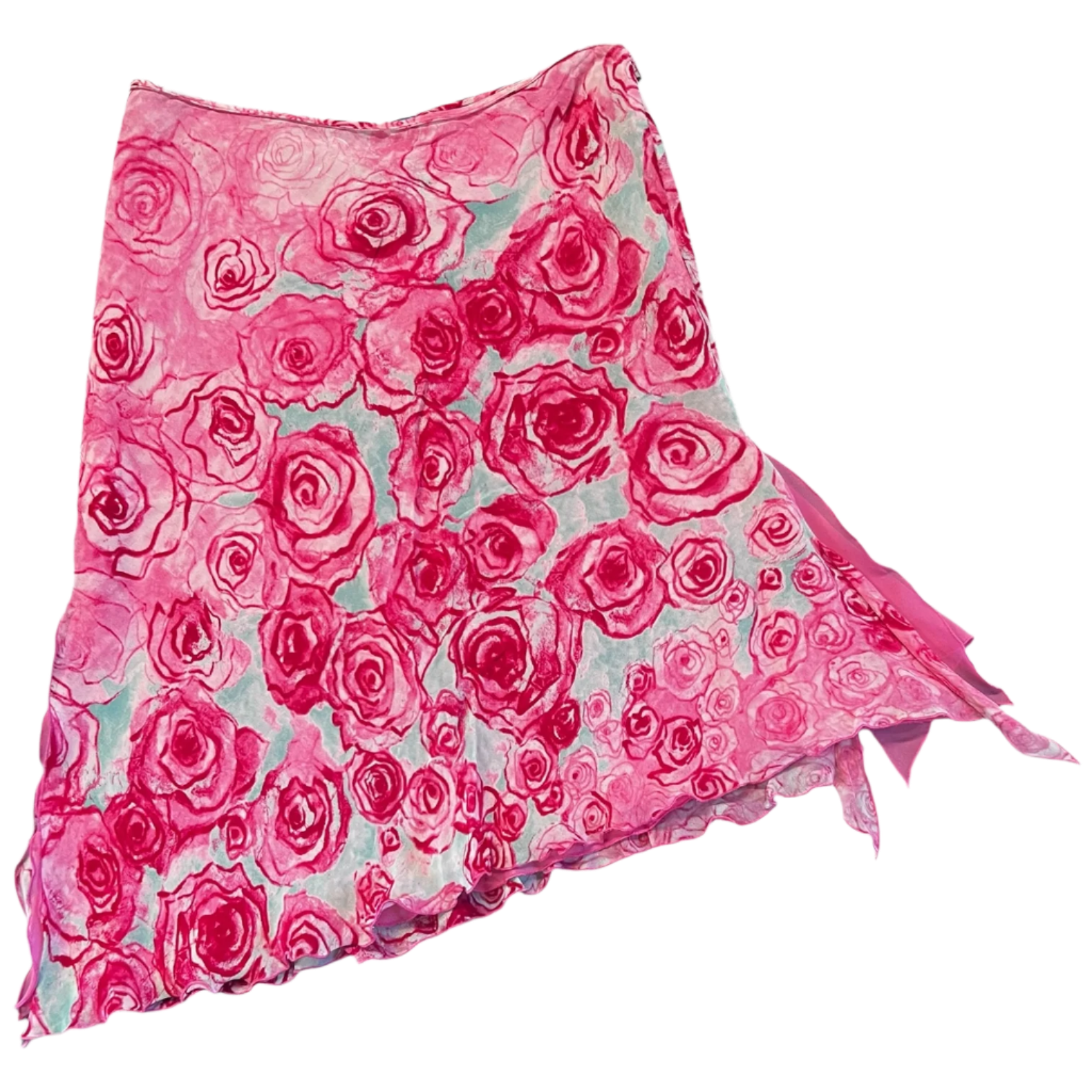 Pink Flowy Floral Midi Skirt (M)