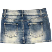 Distressed Wash Denim Mini Skirt (M)