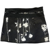 Black White Floral Belted Skirt (M)