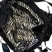 Vintage black GUESS monogram canvas and faux-crocodile shoulder bag