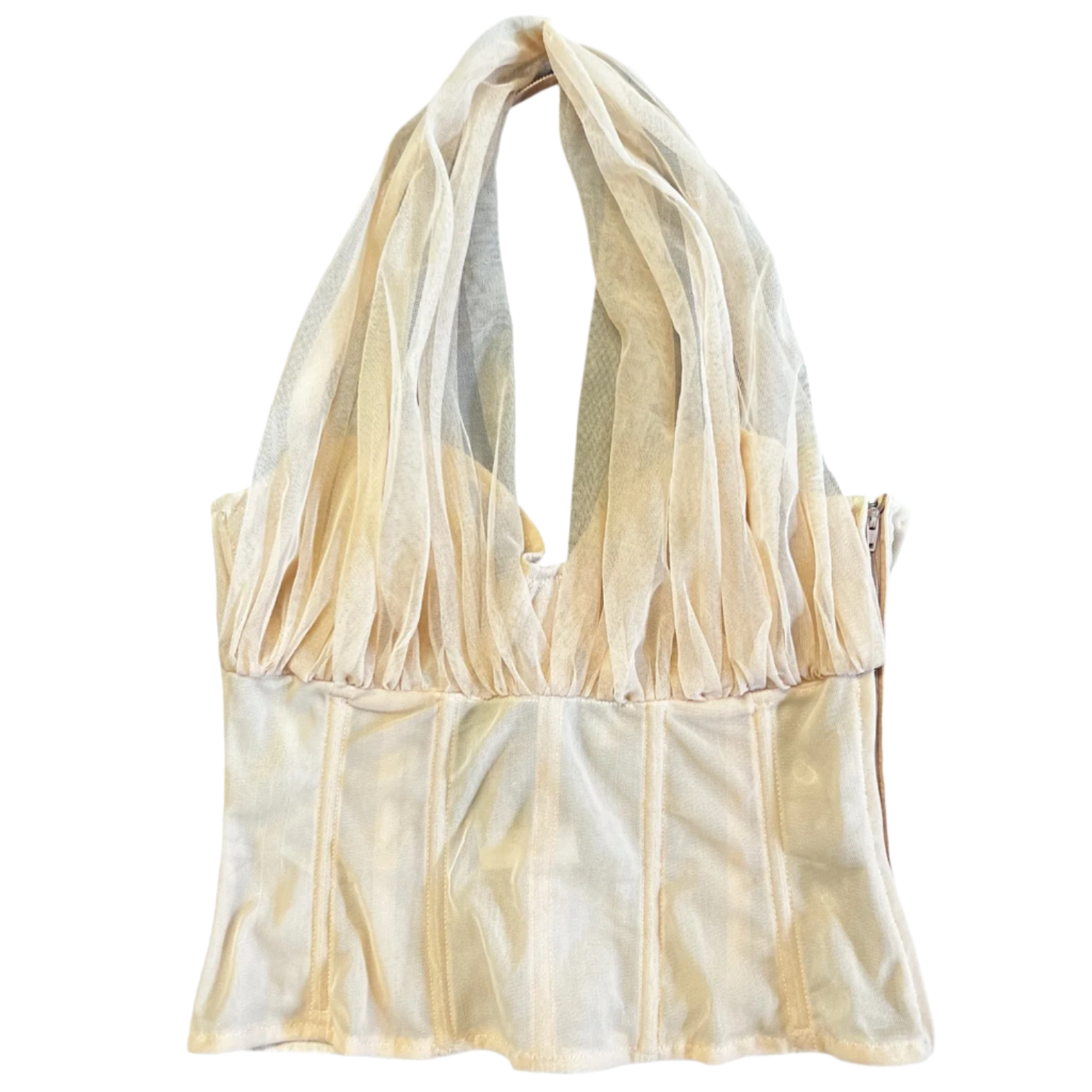 Beige Tulle Halter Neck Corset (S)