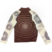 Marron Cream Patterned Sweater Jacket (M)