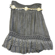 Grey Boho Belted Beaded Skirt (S)