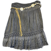 Grey Boho Belted Beaded Skirt (S)