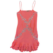 Peach Rhinestone Semi-Sheer Slip (S/M)