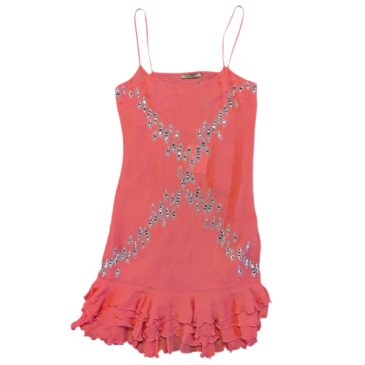 Peach Rhinestone Semi-Sheer Slip (S/M)