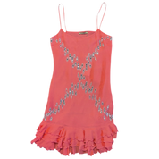 Peach Rhinestone Semi-Sheer Slip (S/M)