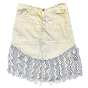 Cream Denim Sheer Trim Skirt (M)