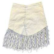 Cream Denim Sheer Trim Skirt (M)