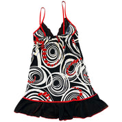 Psychedelic Black Red Slip Dress (S)