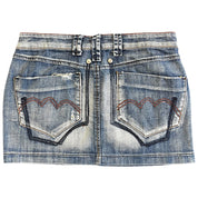 Distress Wash Denim Mini Skirt (L)