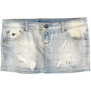 Light Wash Distress Mini Skirt (L)