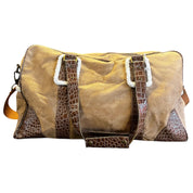 Suede Faux Snakeskin Duffle Bag