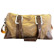 Suede Faux Snakeskin Duffle Bag